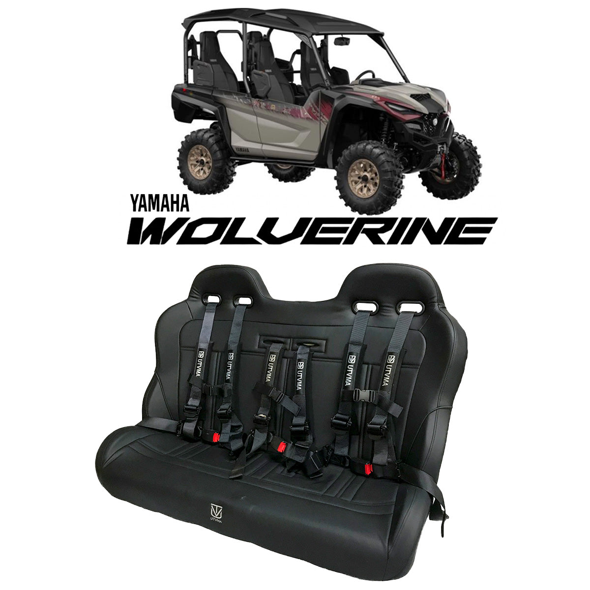 Photo of Yamaha Wolverine X4 Rear Bench Seat (2018-2025) W Harnesses by UTV Mountain Accessories - Premium Seats & Accessories for UTVs / Side by Sides