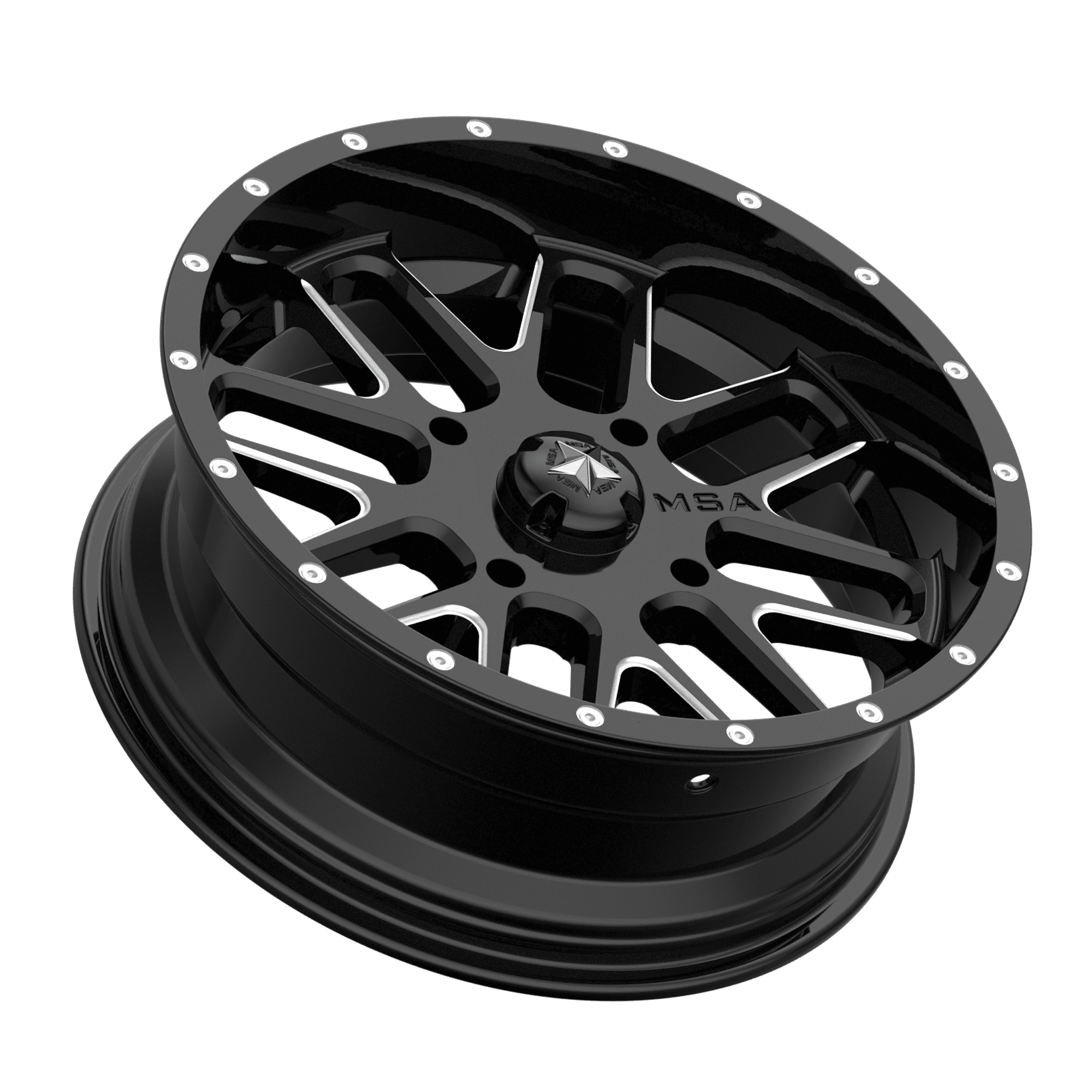 Photo of MSA M35 Bandit - Gloss Black Milled by MSA Offroad Wheels - Premium for UTVs / Side by Sides