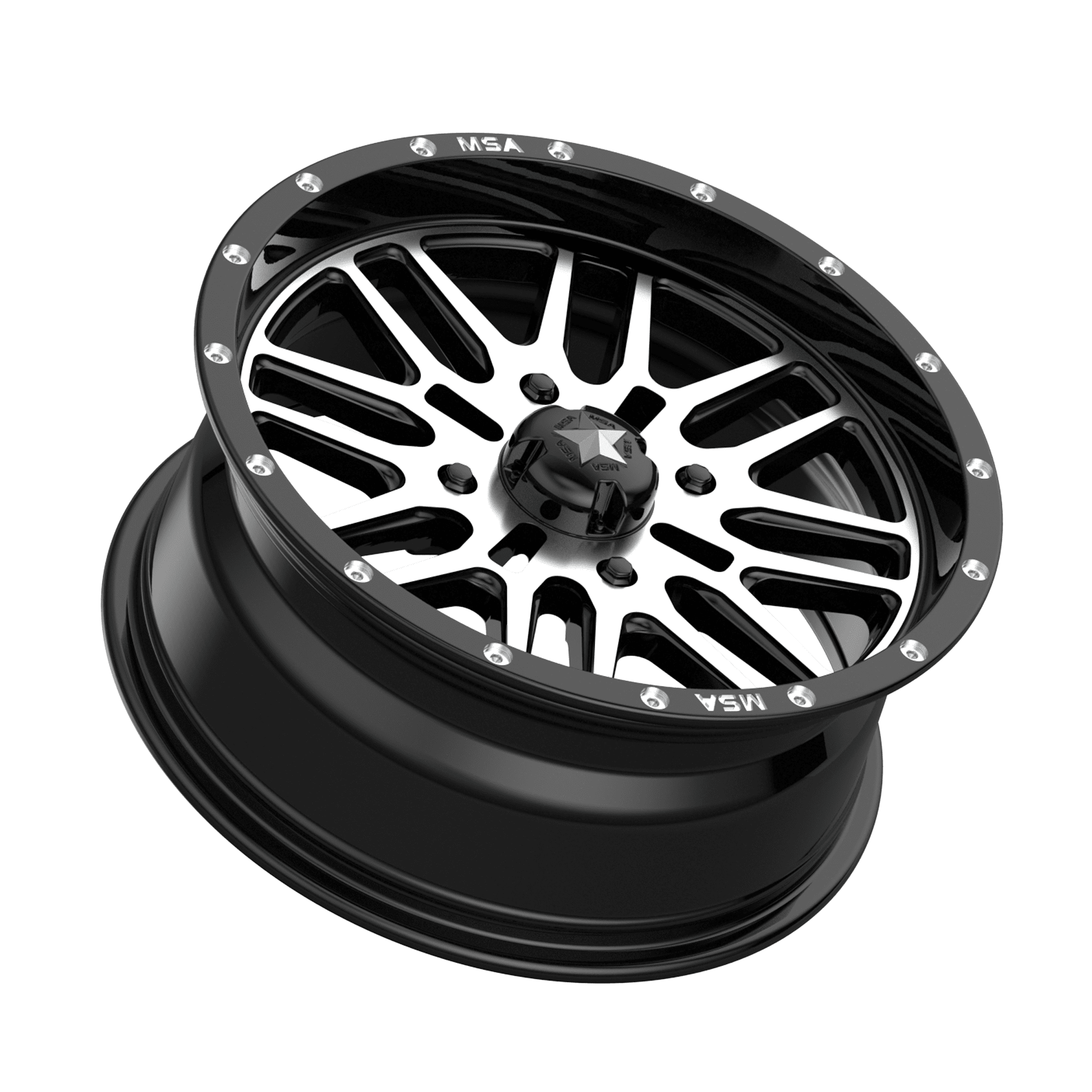 Photo of MSA M38 Brute - Gloss Black Machined by MSA Offroad Wheels - Premium for UTVs / Side by Sides