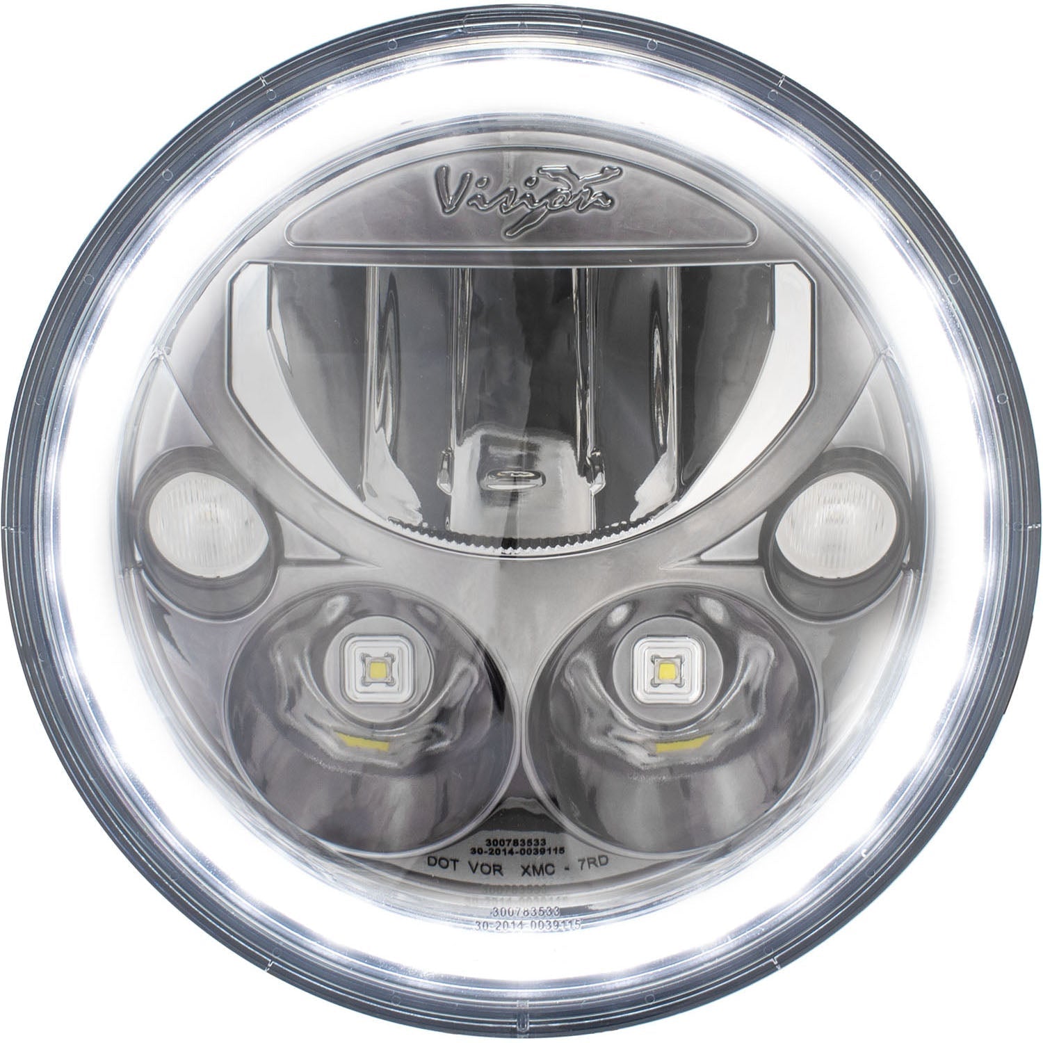 Photo of 7" XMC Motorcycle LED Headlight Black Chrome | White Halo by Vision X Off-Road - Premium LED Headlight for UTVs / Side by Sides