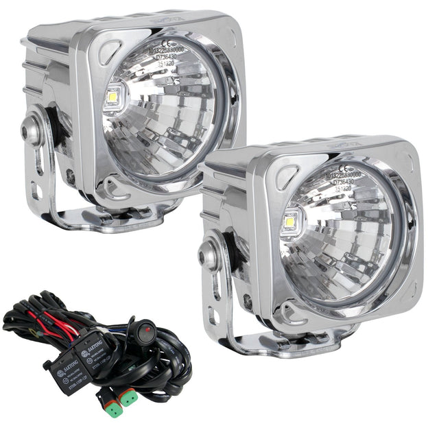Photo of 3" Optimus Chrome Square 20° Beam LED Light Kit by Vision X Off-Road - Premium LED Driving Light for UTVs / Side by Sides