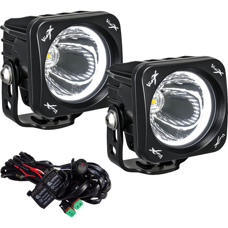 Photo of 3" Optimus Square 15º Beam with White Halo LED Light Kit by Vision X Off-Road - Premium Light Pods for UTVs / Side by Sides