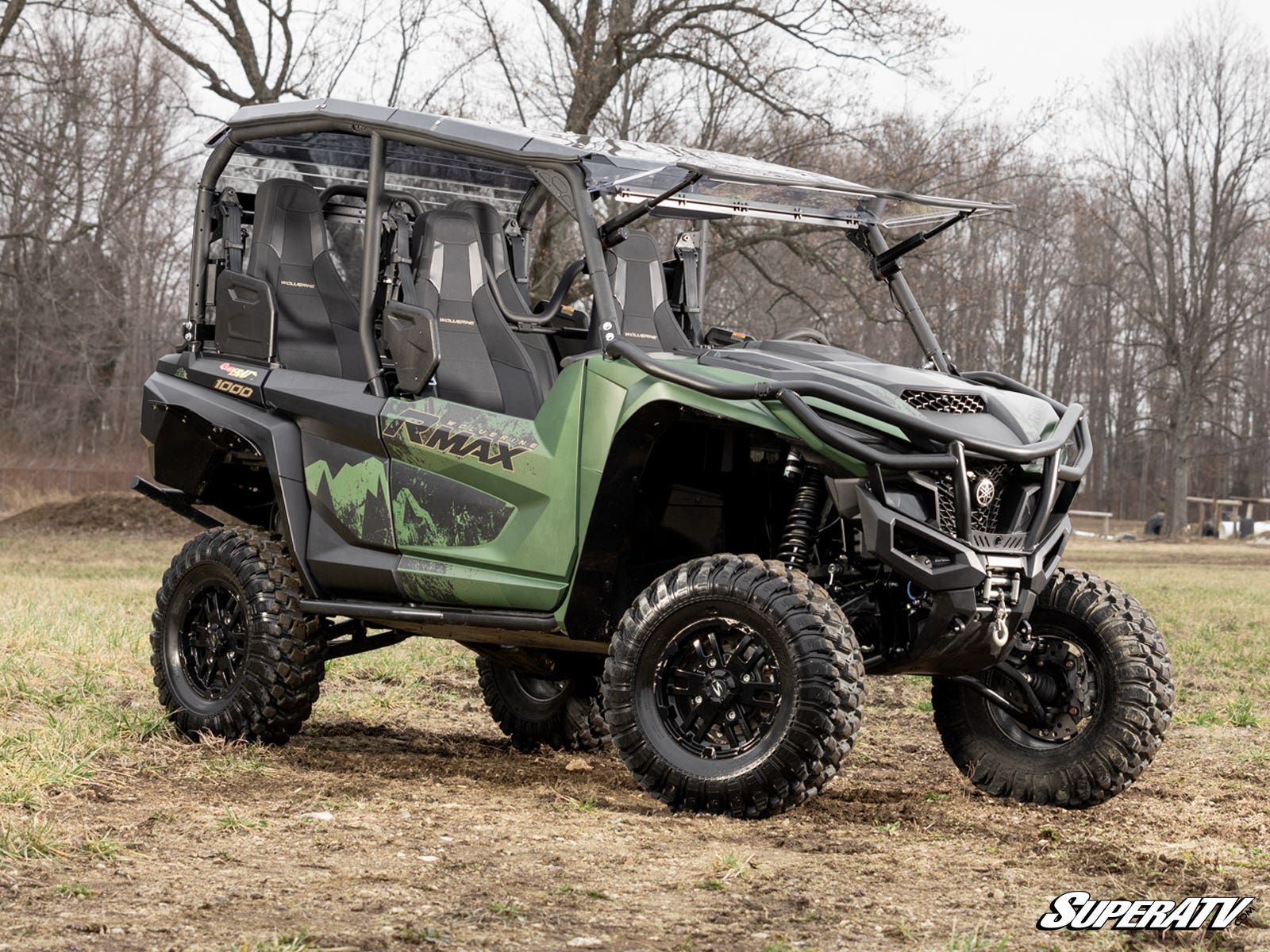 Photo of SuperATV Yamaha Wolverine RMAX MaxDrive Power Flip Windshield by SuperATV - Premium Windshields for UTVs / Side by Sides