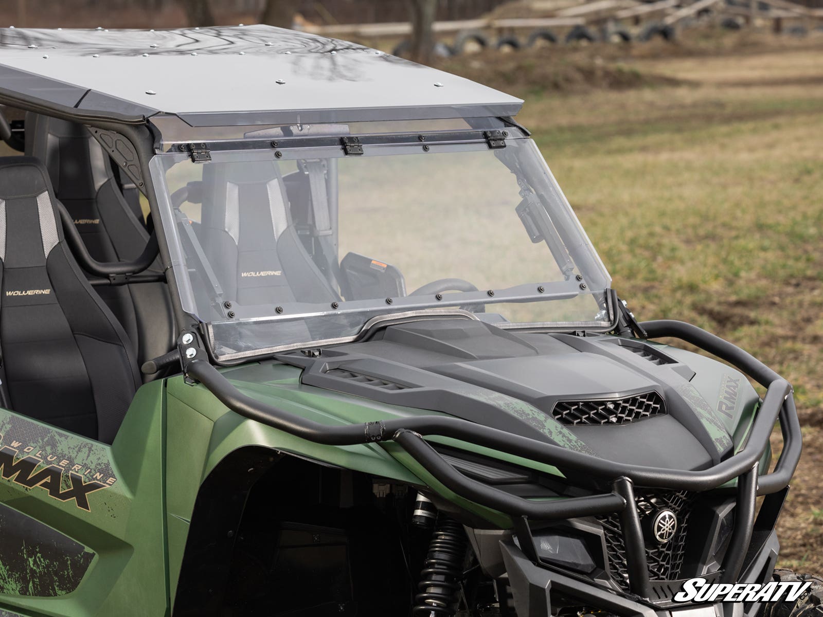 Photo of SuperATV Yamaha Wolverine RMAX MaxDrive Power Flip Windshield by SuperATV - Premium Windshields for UTVs / Side by Sides