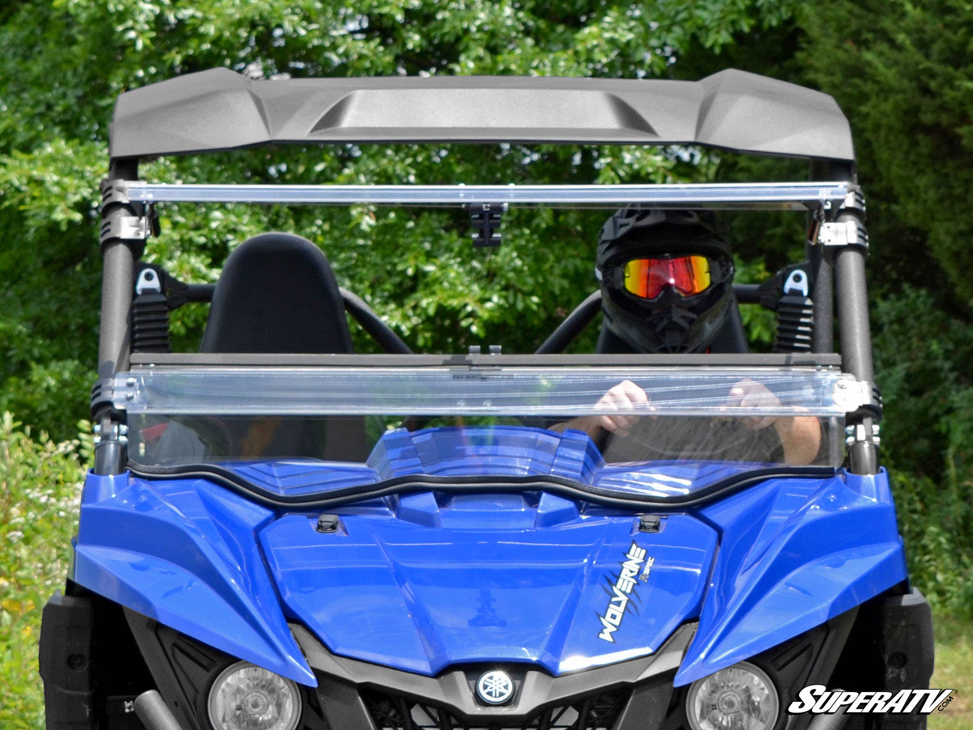 Photo of SuperATV Yamaha Wolverine Scratch Resistant Flip Windshield by SuperATV - Premium Windshields for UTVs / Side by Sides