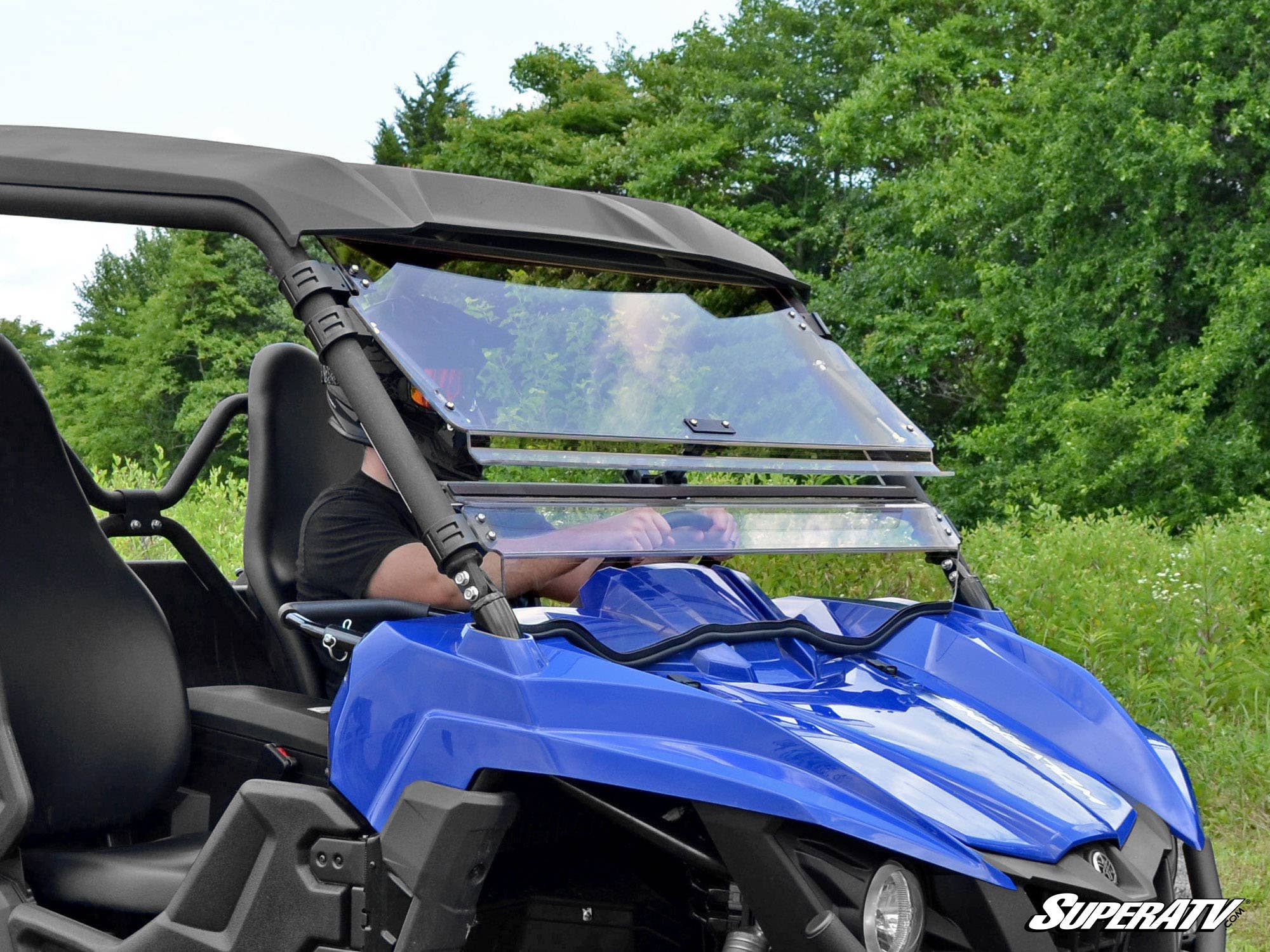 Photo of SuperATV Yamaha Wolverine Scratch Resistant Flip Windshield by SuperATV - Premium Windshields for UTVs / Side by Sides