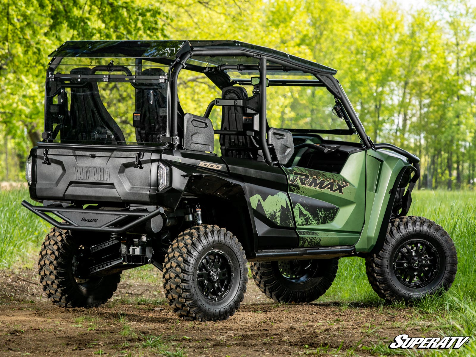 Photo of SuperATV Yamaha Wolverine RMAX4 1000 Scratch-Resistant Rear Flip Windshield by SuperATV - Premium Windshields for UTVs / Side by Sides