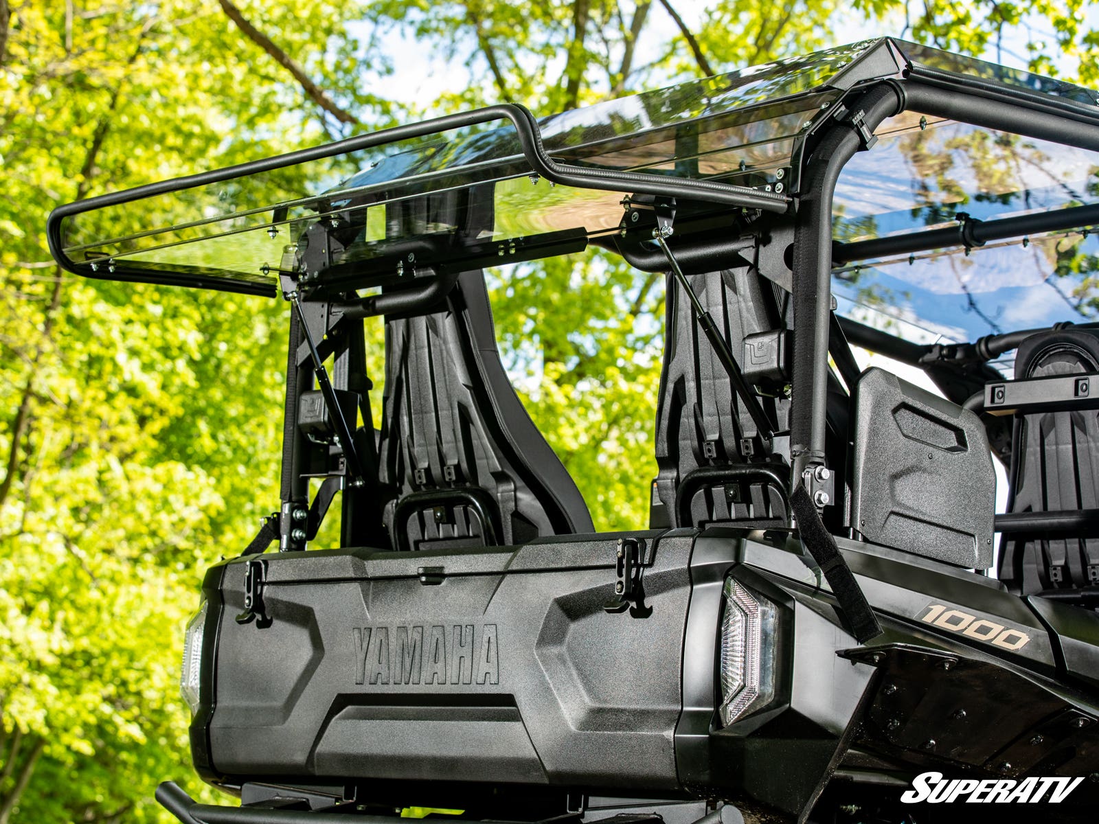 Photo of SuperATV Yamaha Wolverine RMAX4 1000 Scratch-Resistant Rear Flip Windshield by SuperATV - Premium Windshields for UTVs / Side by Sides