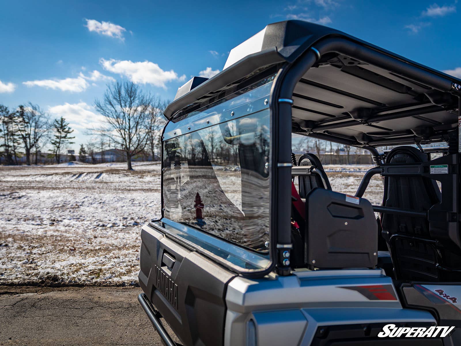 Photo of SuperATV Yamaha Wolverine RMAX4 Rear Windshield by SuperATV - Premium Windshields for UTVs / Side by Sides