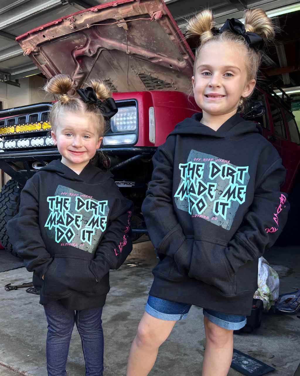 Photo of Youth Dirt Made Me Hoodie by OFF-ROAD VIXENS CLOTHING CO. - Premium Youth for UTVs / Side by Sides