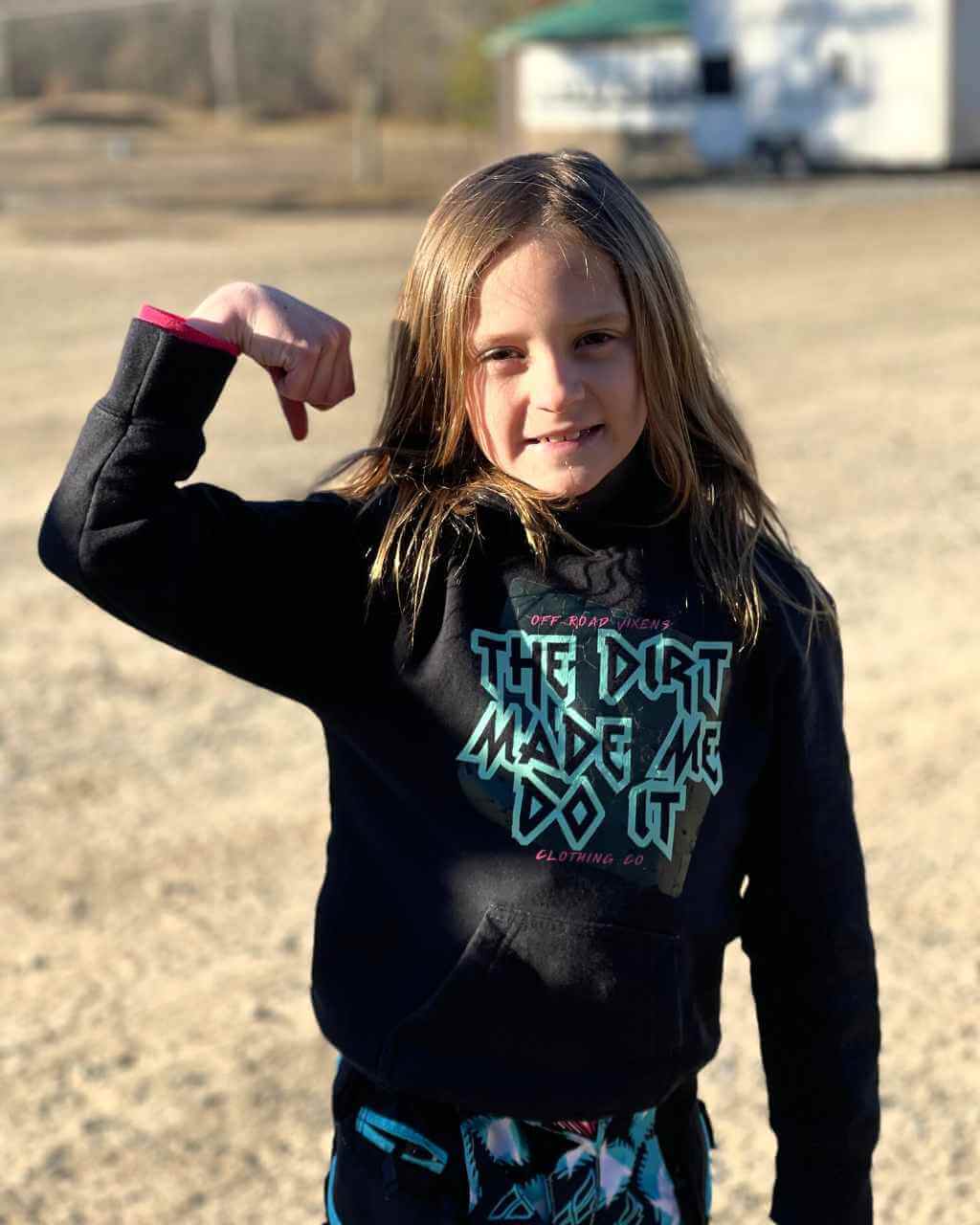 Photo of Youth Dirt Made Me Hoodie by OFF-ROAD VIXENS CLOTHING CO. - Premium Youth for UTVs / Side by Sides