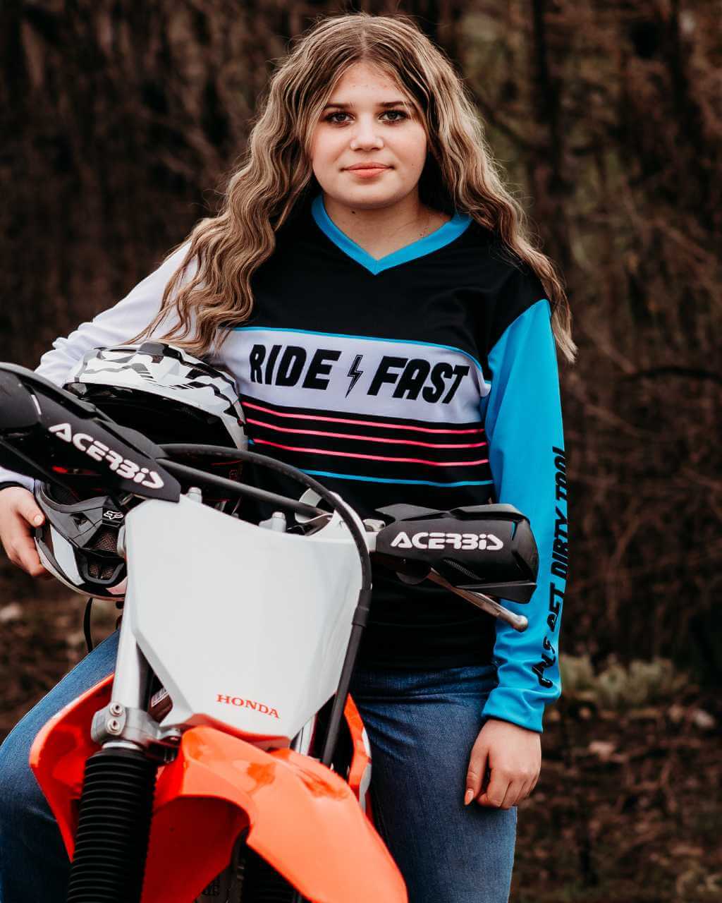 Photo of Youth Ride Fast Jersey by OFF-ROAD VIXENS CLOTHING CO. - Premium Youth for UTVs / Side by Sides