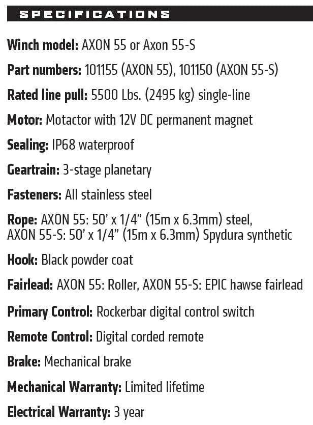 AXON 55-S POWERSPORT WINCH - R1 Industries