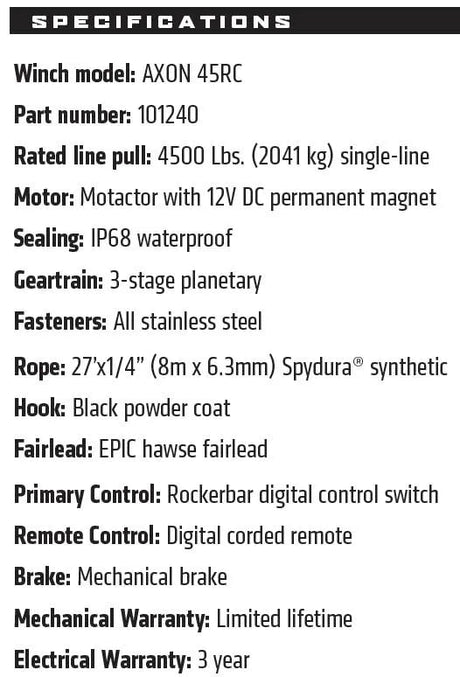 AXON 45RC POWERSPORT WINCH - 101240 - R1 Industries