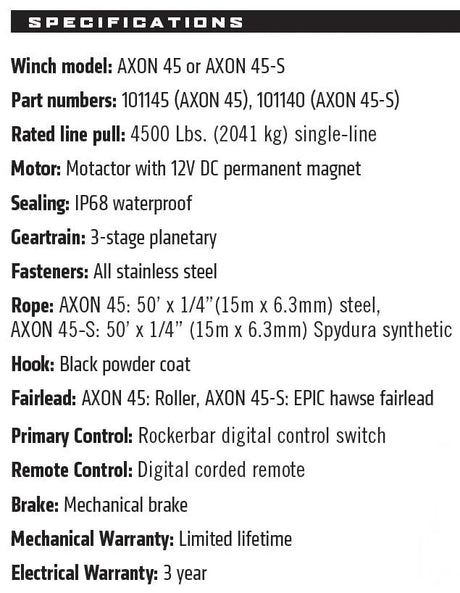 AXON 45-S POWERSPORT WINCH - R1 Industries