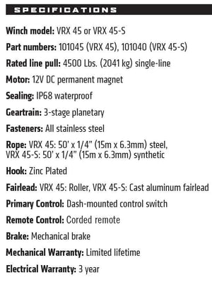 VRX 45-S POWERSPORT WINCH - R1 Industries