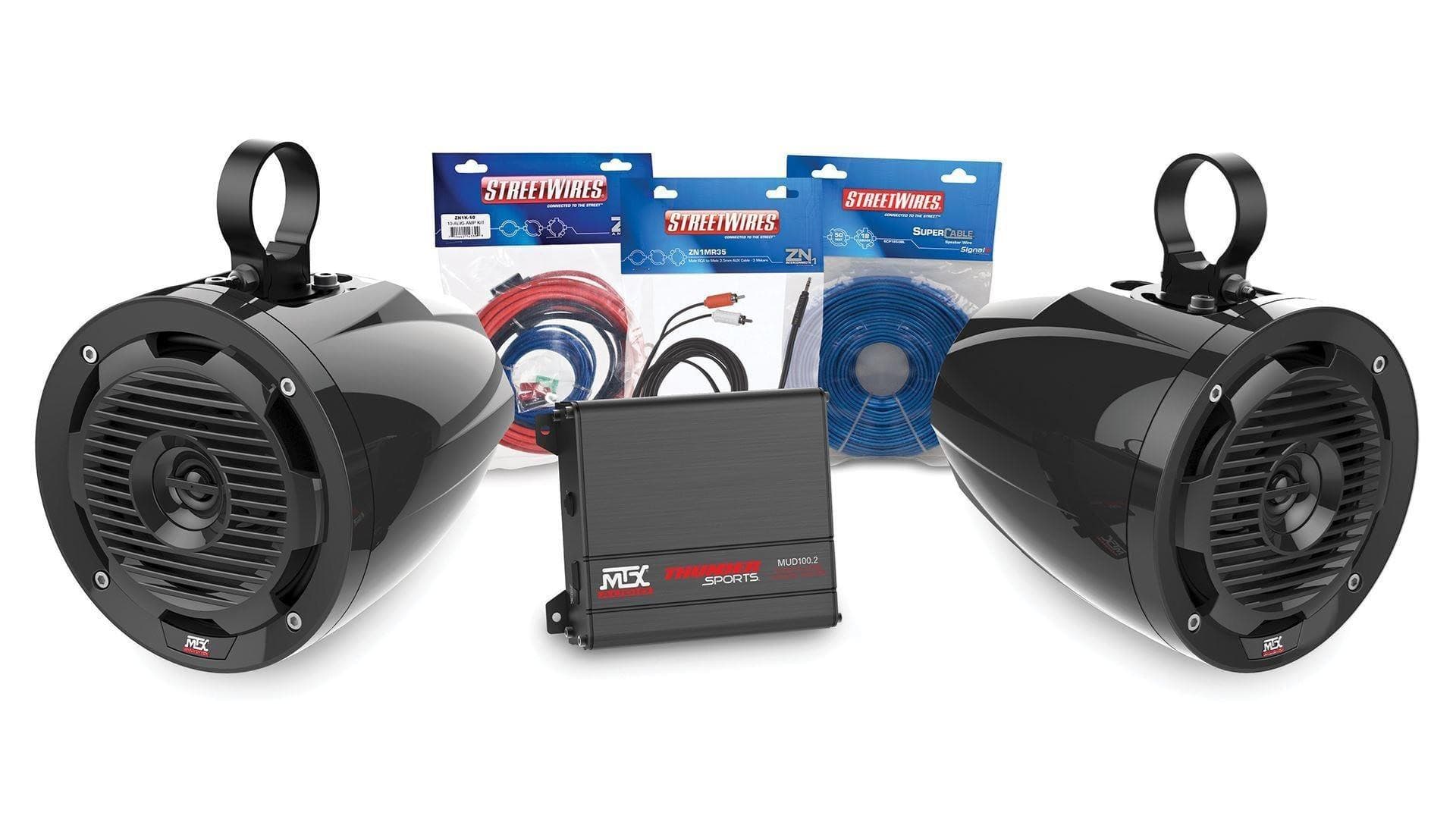 Photo of Universal Audio Package with Amplifier and 2 Roll Cage Speakers by MTX Audio - Premium Audio for UTVs / Side by Sides