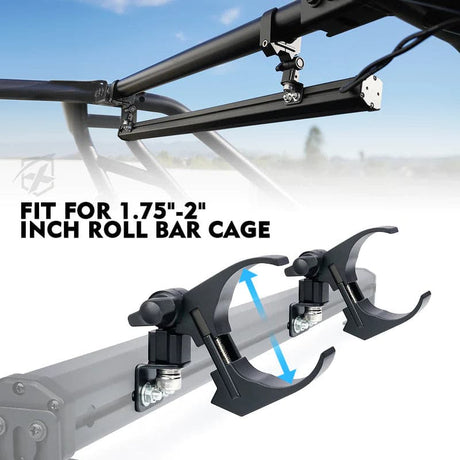 Xprite UTV Lightbar C-Clamp Mounting Bracket for Roll Bar Cages 1.75"-2"