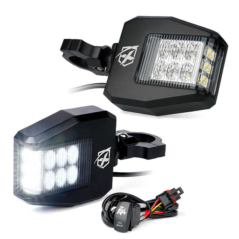 UTV Anti-Glare Side Mirrors with LED Spot Lights | Destiny Series |  R1 Industries | XPRITE.