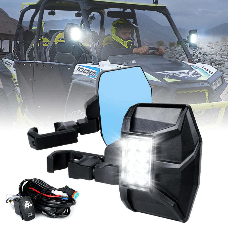 UTV Side View Mirror with LED Spotlights | Spider Series
