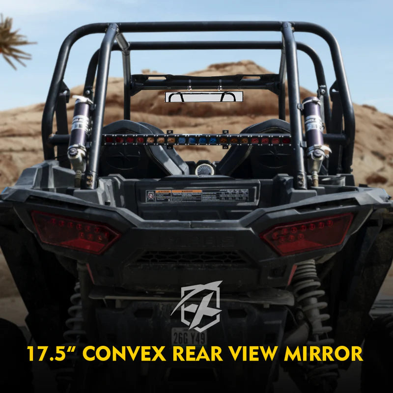 17.5" Convex Rear Wide View Tempered Glass Mirror 1.75" Rollbars
