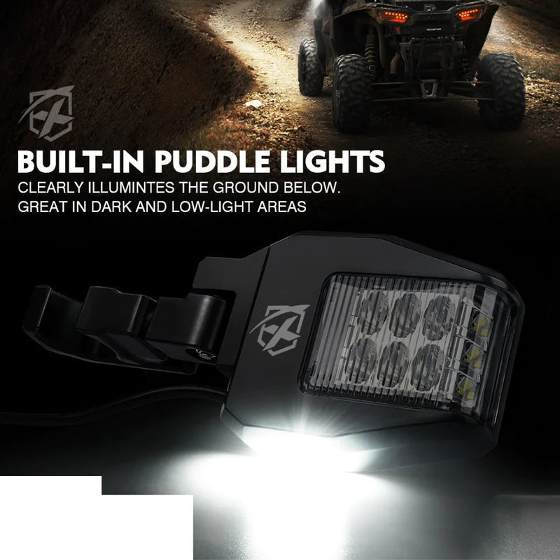 UTV Side Mirrors with LED Spotlight & Puddle Light