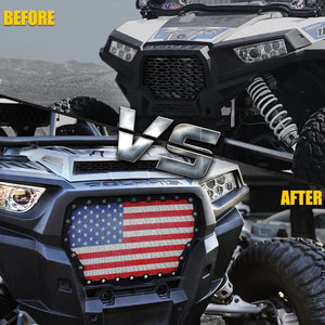 Xprite Black Steel Grille with U.S. Flag Mesh for 2017-2018 Polaris RZR XP Turbo