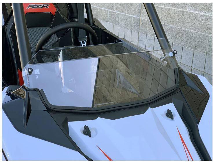 Photo of Polaris RZR RS1 Polycarbonate Hard Coated Half Windshield with Billet Clamps (2018+) by UTVZILLA - Premium Windshields for UTVs / Side by Sides