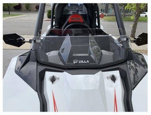 Polaris RZR RS1 Polycarbonate Clear Half Windshield with Billet Clamps (2018+) - R1 Industries