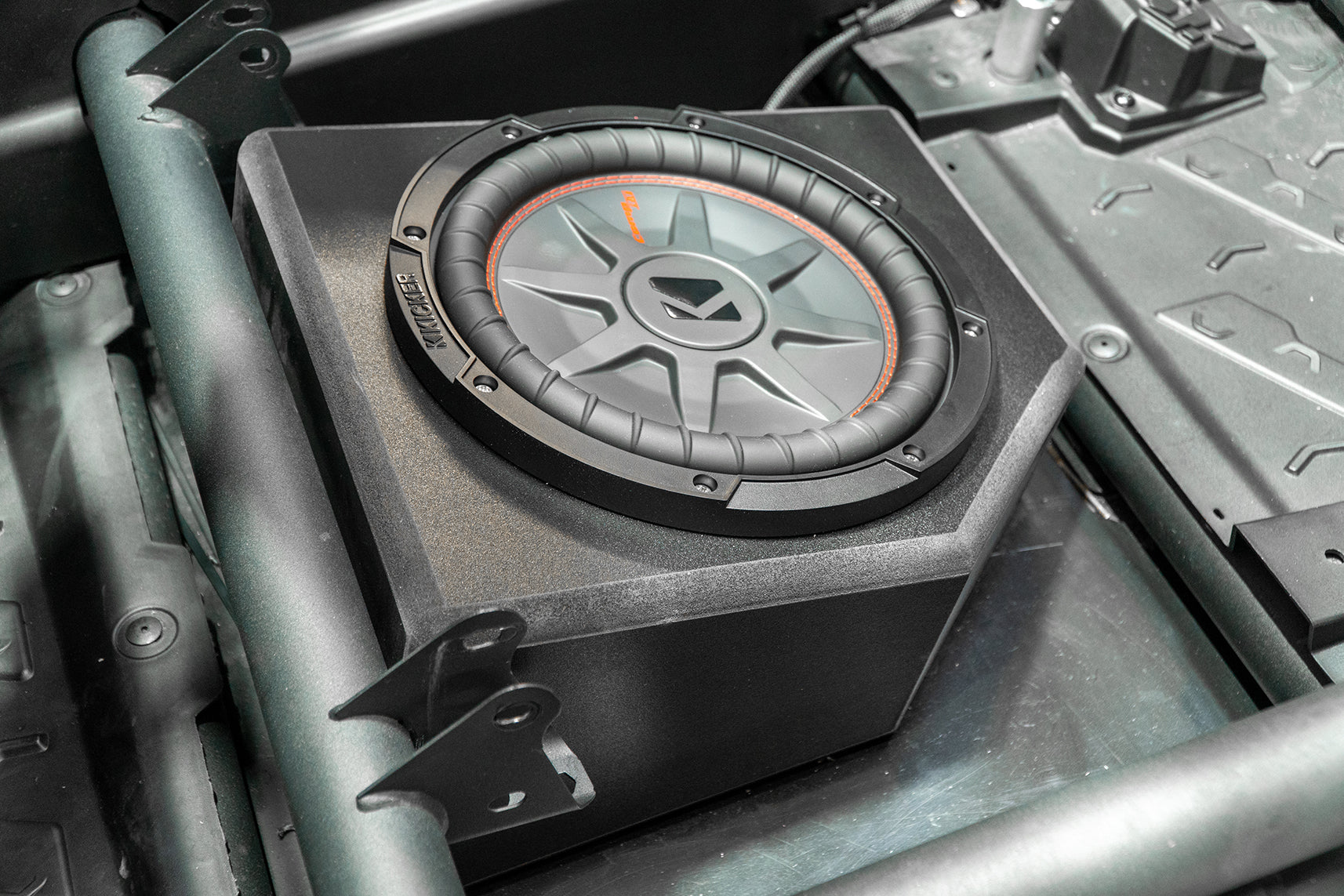 Photo of Can-Am X3 Up-Fire Front Driver Side 10” Sub Box Enclosure – Unloaded by UTV Stereo - Premium Audio for UTVs / Side by Sides