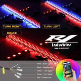 R1 LED light whips illuminated on an off-road UTV at night