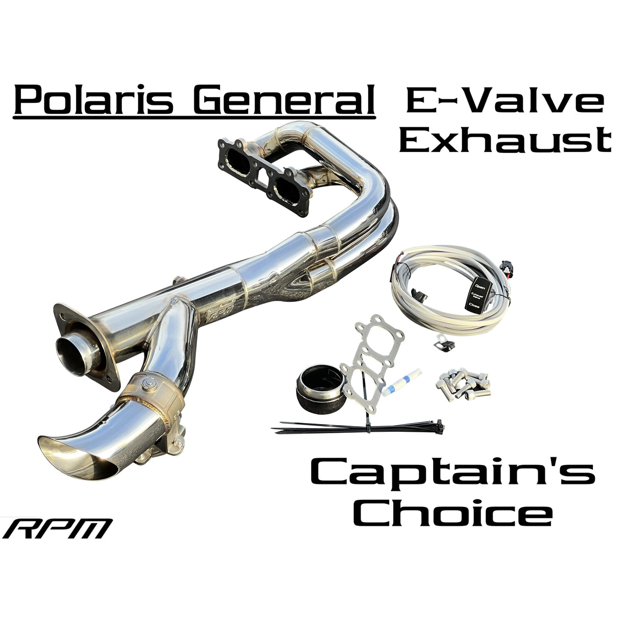 RPM-SxS Polaris General 1000 2.5" E-valve Captain's Choice Side Dump Exhaust - R1 Industries