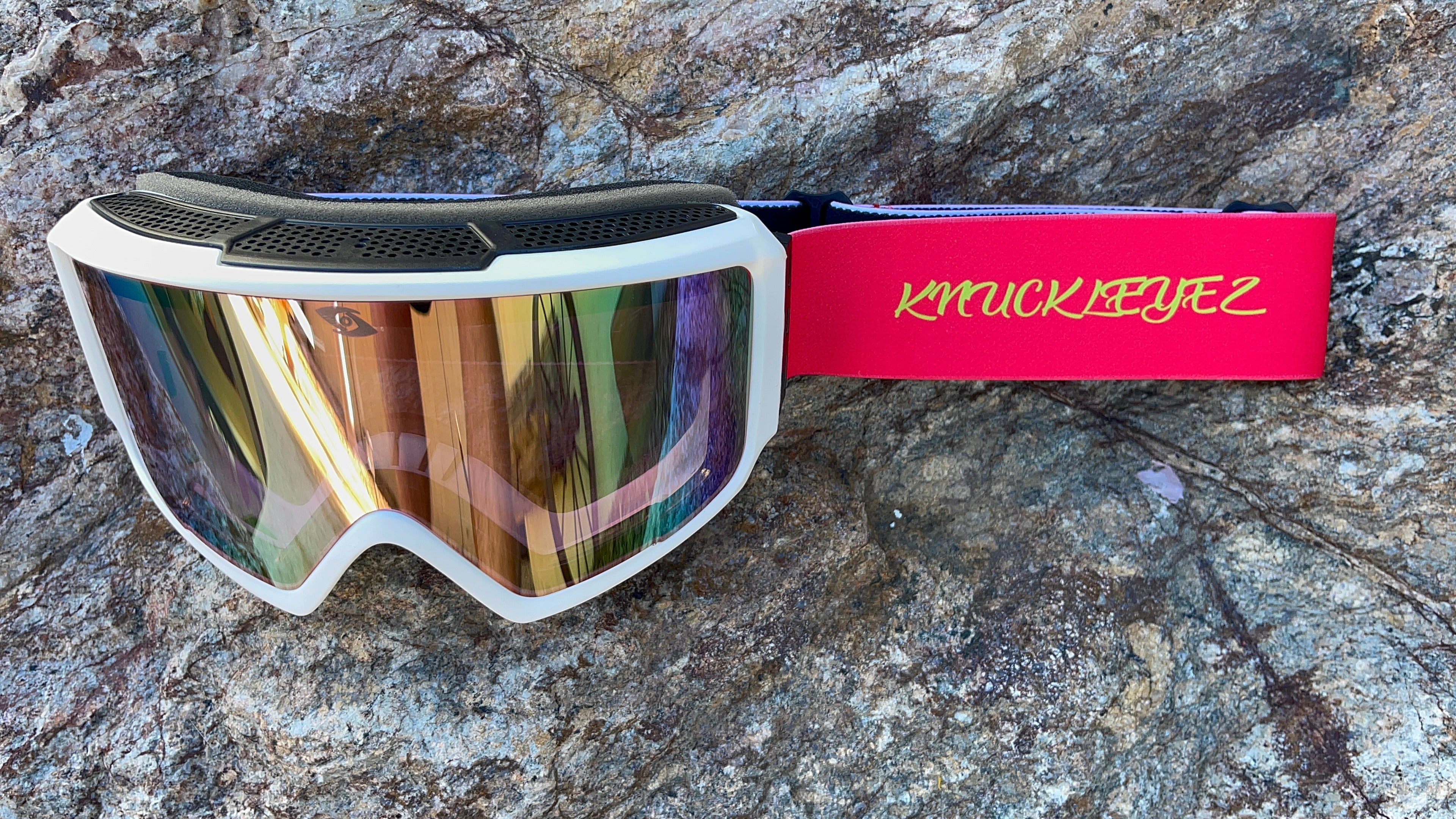 Photo of Goggles - White Frame / Neon Pink Strap by KnucKL-EyeZ - Premium Goggles for UTVs / Side by Sides