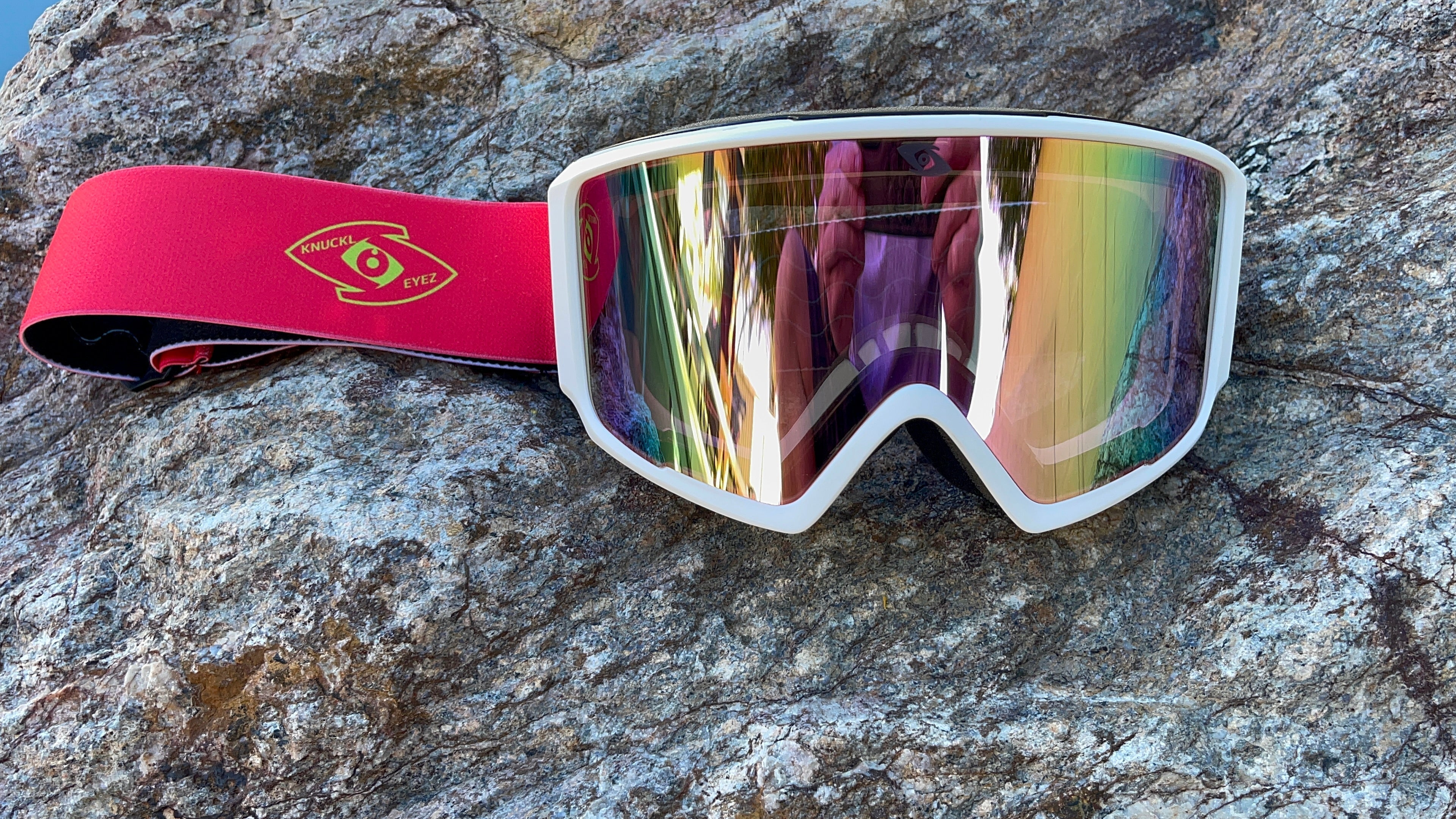 Photo of Goggles - White Frame / Neon Pink Strap by KnucKL-EyeZ - Premium Goggles for UTVs / Side by Sides