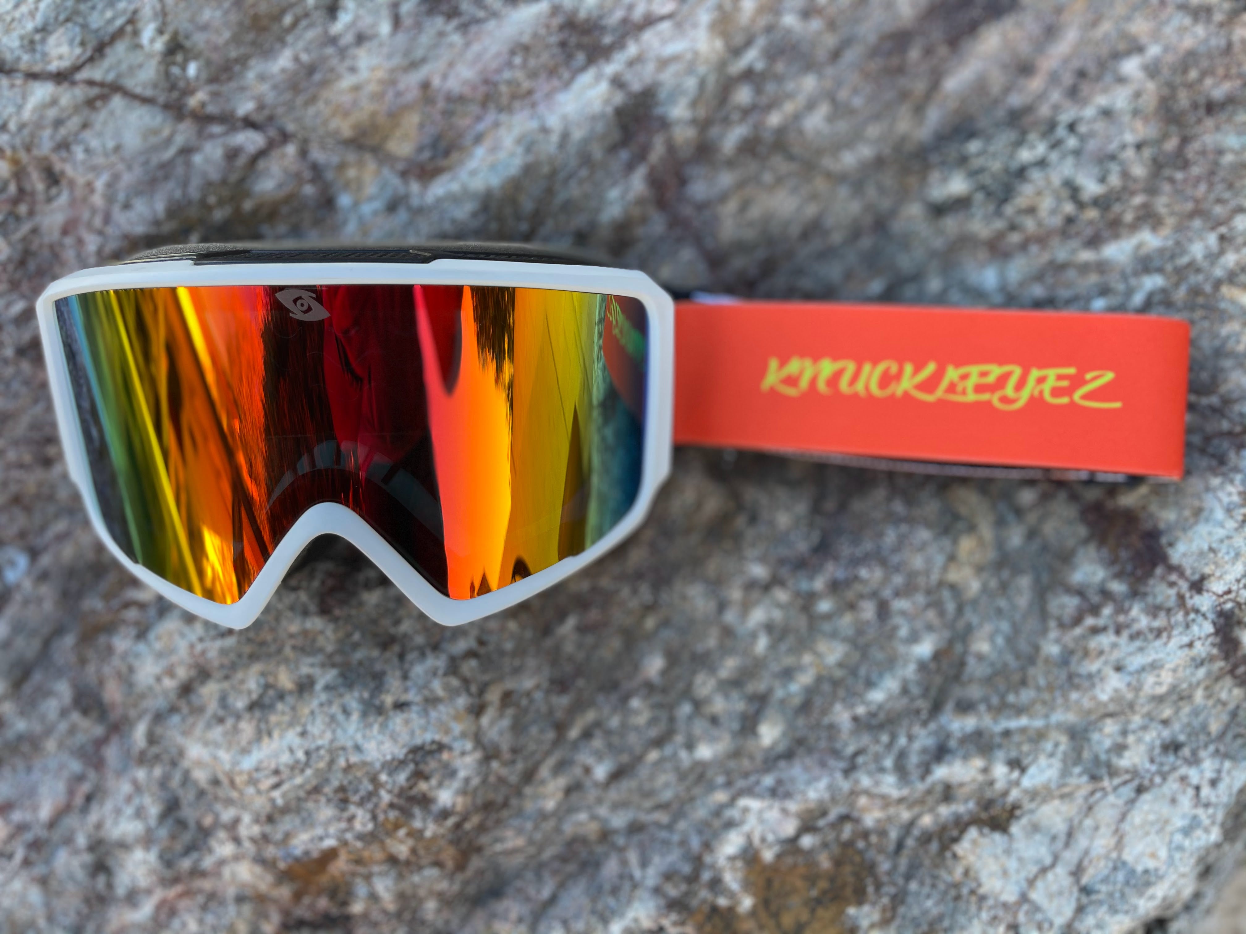 Photo of Goggles - White Frame / Neon Orange Strap by KnucKL-EyeZ - Premium Goggles for UTVs / Side by Sides