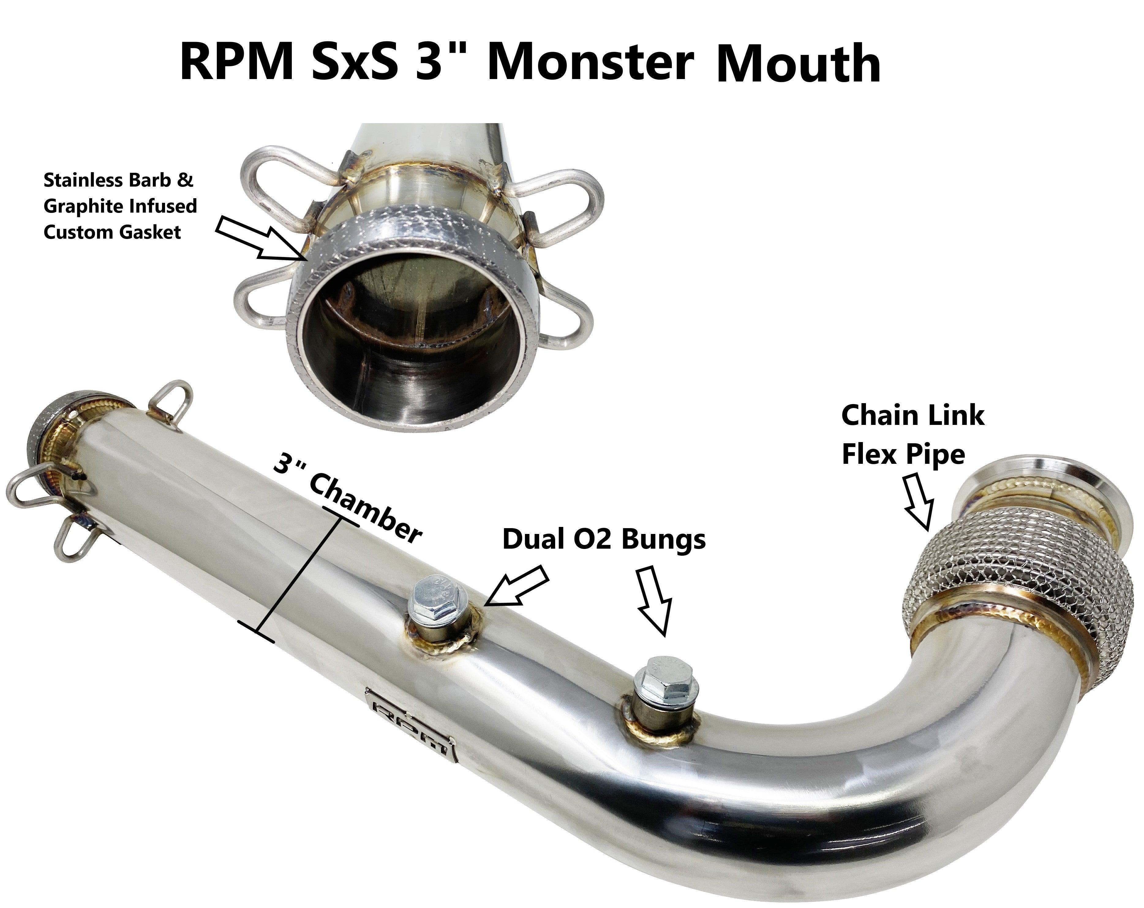 Photo of RPM 3" Monster Mouth Cat Delete Bypass Mid Race Pipe X3 - Turbo, R, and RR by RPM SXS - Premium Exhaust Systems & Components for UTVs / Side by Sides