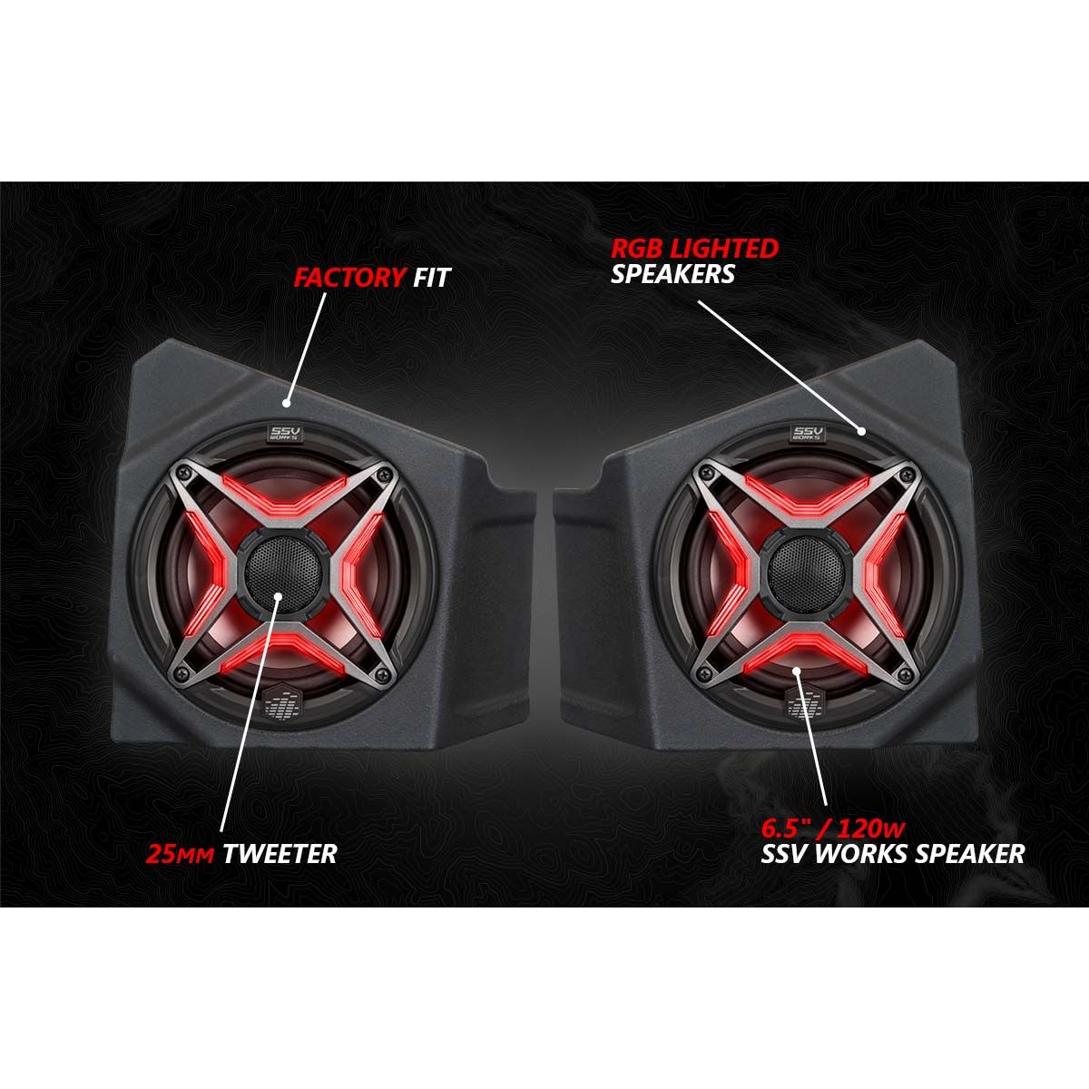 Photo of Kawasaki KRX Lighted 5-Speaker System with Head Unit by SSV Works - Premium Audio for UTVs / Side by Sides