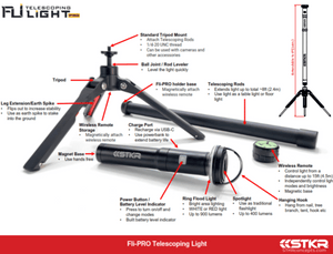 Fli-PRO Telescoping Light with Removable Flashlight and Wireless Remote - R1 Industries