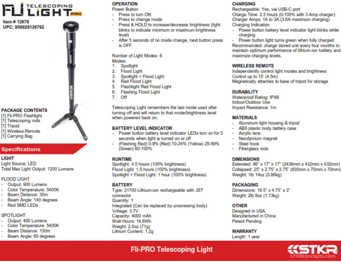 Stkr Concept Fli Pro Telescoping Light