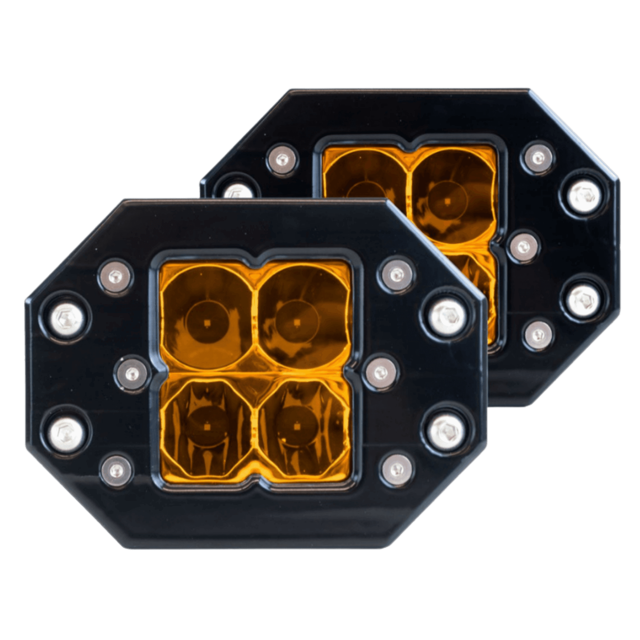 Photo of Quattro Flush Mount Amber LED Pod Light (2 Pack) by Heretic Studio - Premium Light Pods for UTVs / Side by Sides