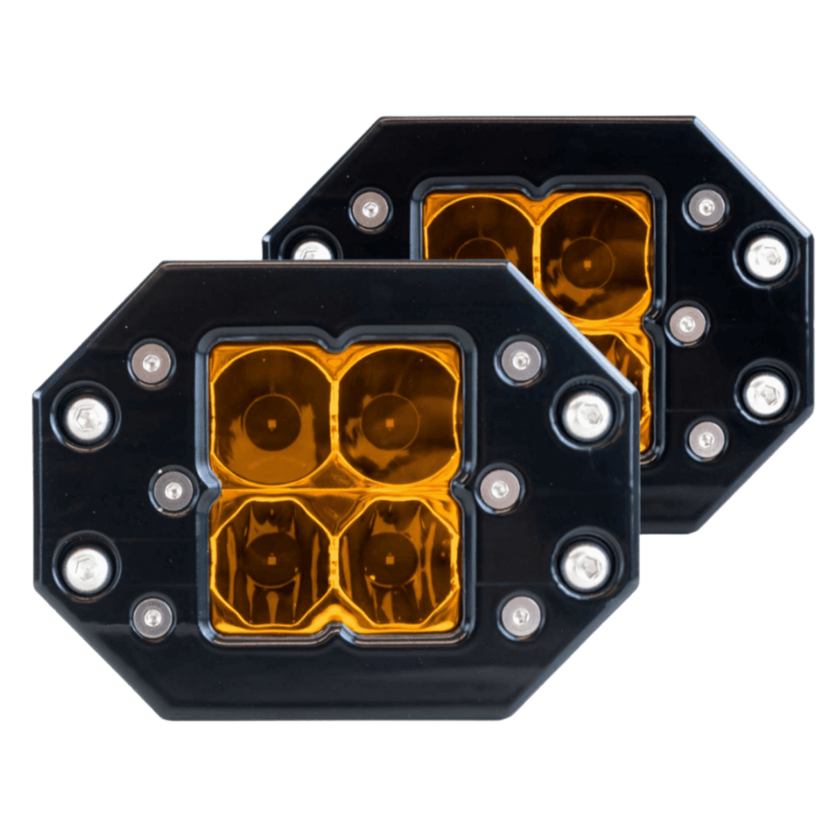 Quattro Flush Mount Amber LED Pod Light (2 Pack) - R1 Industries
