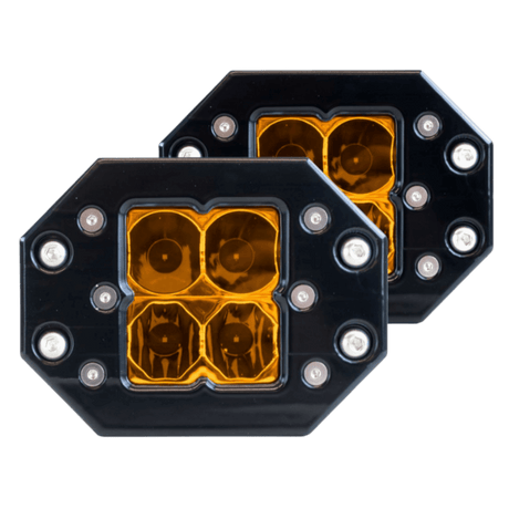 Quattro Flush Mount Amber LED Pod Light (2 Pack) - R1 Industries