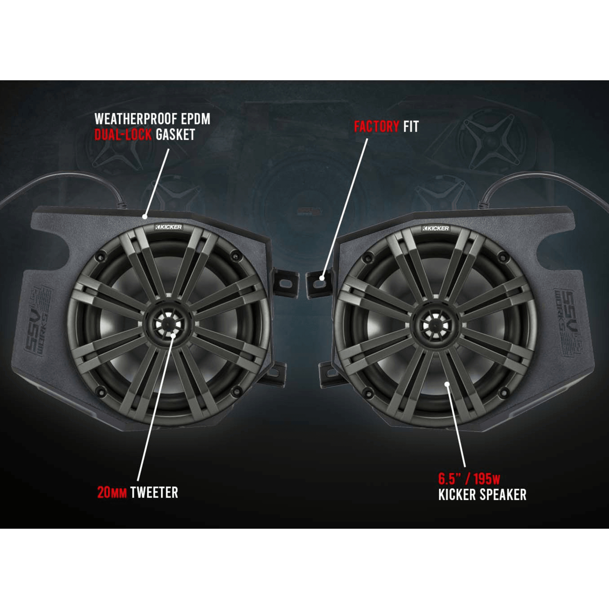 Photo of Polaris RZR Complete Kicker 5-Speaker Plug & Play Kit (2014+) by SSV Works - Premium Audio for UTVs / Side by Sides