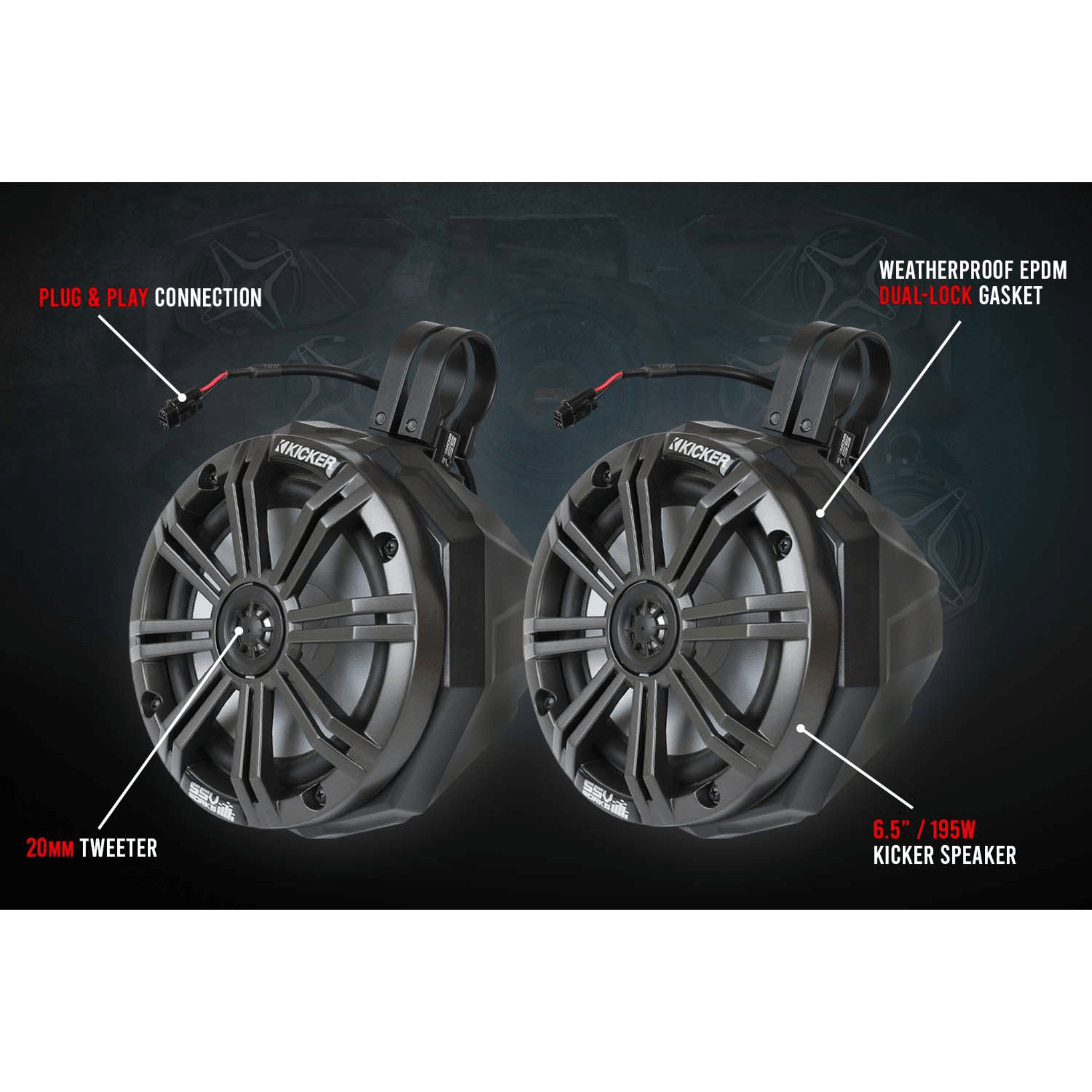 Photo of Polaris RZR Complete Kicker 5-Speaker Plug & Play Kit (2014+) by SSV Works - Premium Audio for UTVs / Side by Sides