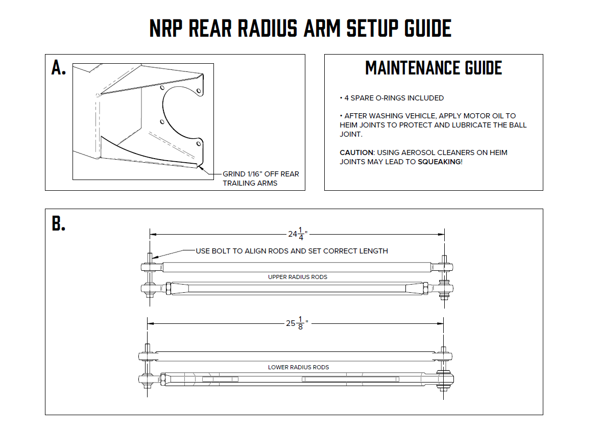 NRP RZR RS1 Billet High Clearance Radius Rods