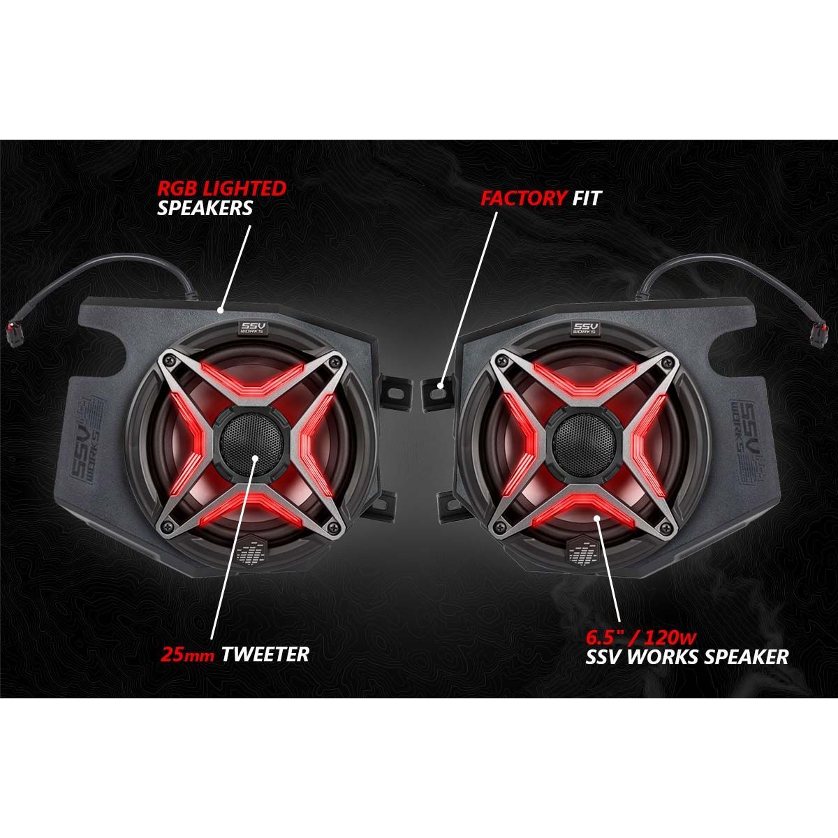 Photo of Polaris RZR Lighted 5-Speaker System with Head Unit by SSV Works - Premium Audio for UTVs / Side by Sides