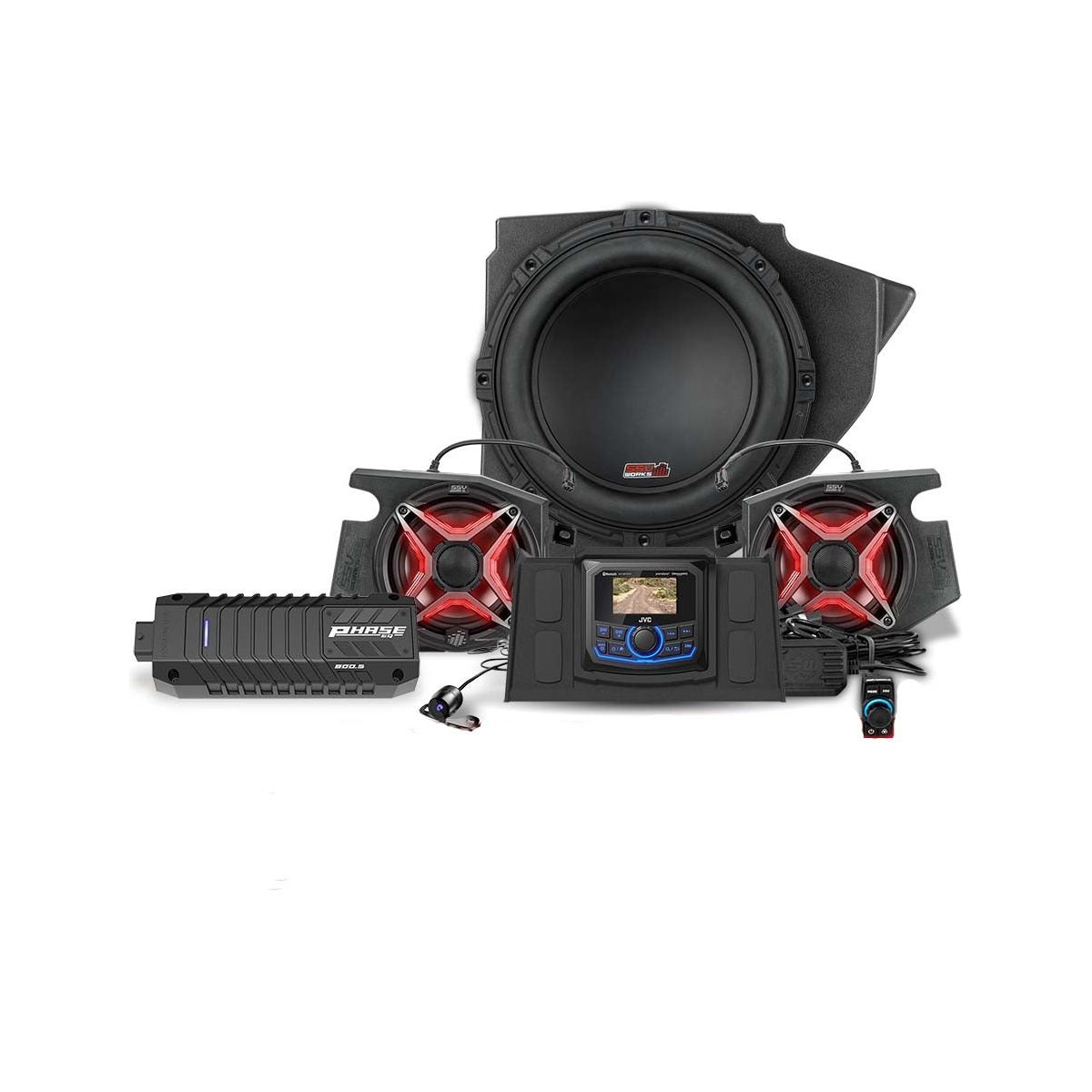 Photo of Polaris RZR Lighted 3-Speaker System with Head Unit by SSV Works - Premium Audio for UTVs / Side by Sides