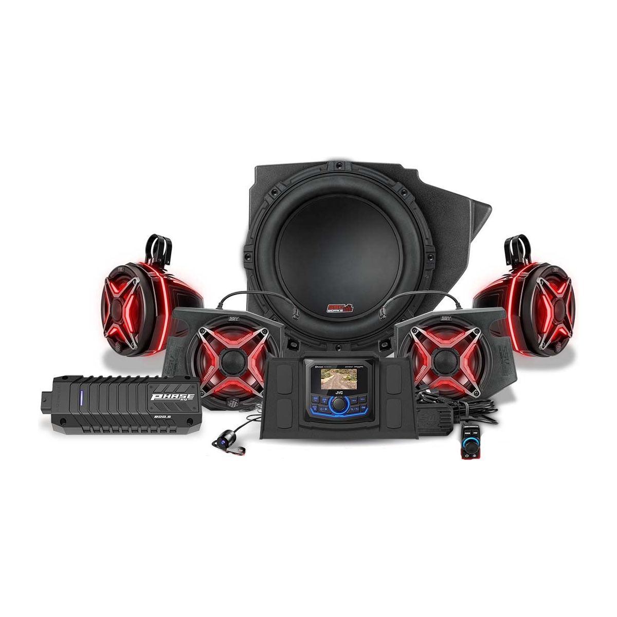 Photo of Polaris RZR Lighted 5-Speaker System with Head Unit by SSV Works - Premium Audio for UTVs / Side by Sides