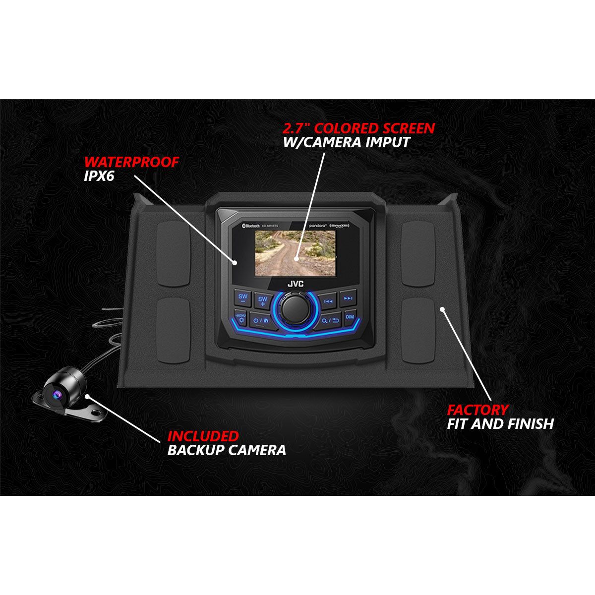 Photo of Polaris RZR Lighted 3-Speaker System with Head Unit by SSV Works - Premium Audio for UTVs / Side by Sides