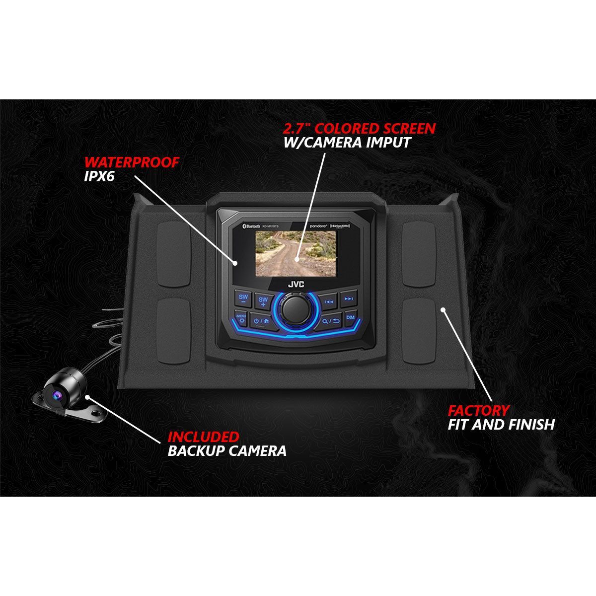 Photo of Polaris RZR Lighted 5-Speaker System with Head Unit by SSV Works - Premium Audio for UTVs / Side by Sides